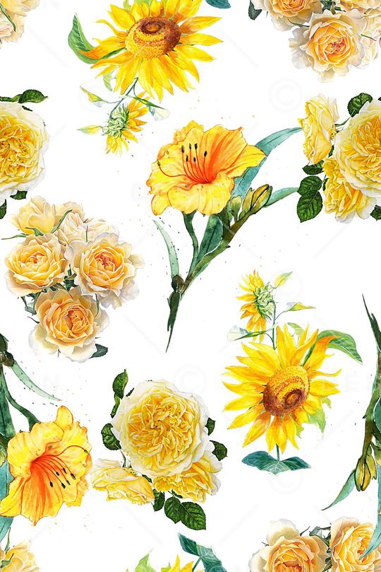 时尚手绘水彩画植物花卉玫瑰花数码印花印花华亿平台图片