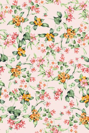 时尚抽象手绘水彩画花卉数码印花印花华亿平台图片