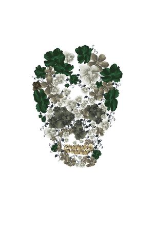 花的骷髅头印花华亿平台图片