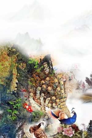 中国风定位印花华亿平台图片