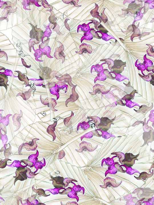 复古、彩绘扇子、花朵印花华亿平台图片