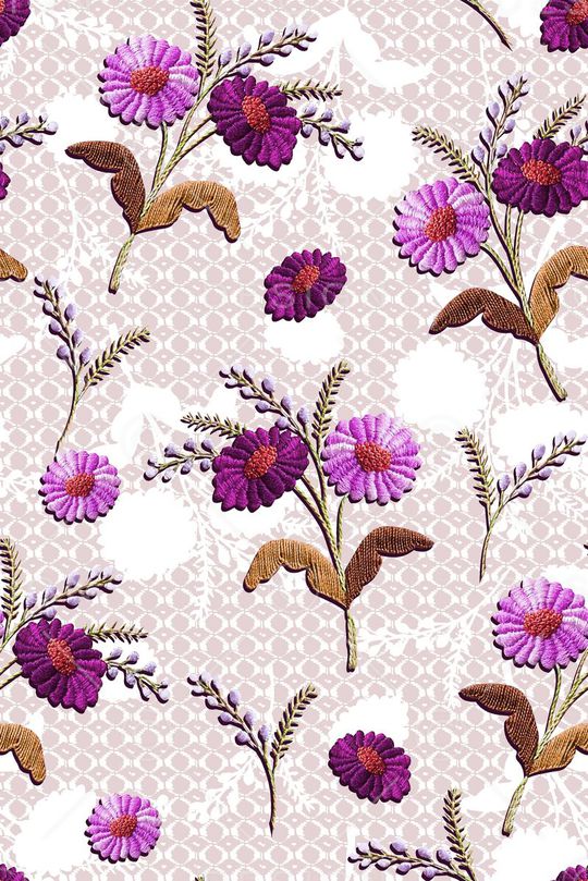 抽象手绘满版刺绣印花华亿平台图片