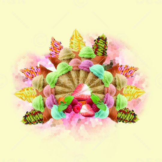 冰激凌印花华亿平台图片