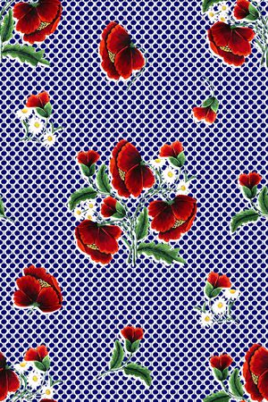 抽象手绘满版刺绣印花华亿平台图片