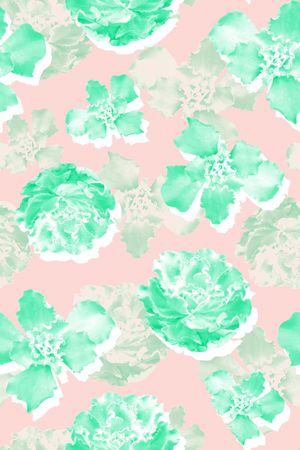 抽象手绘满版多肉植物印花华亿平台图片