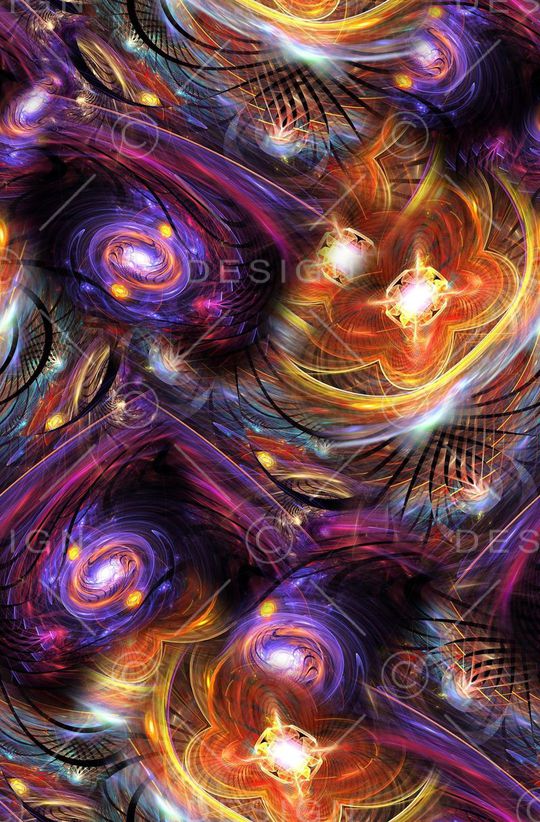 时尚抽象几何分形艳丽女装印花印花华亿平台图片