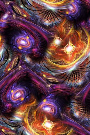 时尚抽象几何分形艳丽女装印花印花华亿平台图片