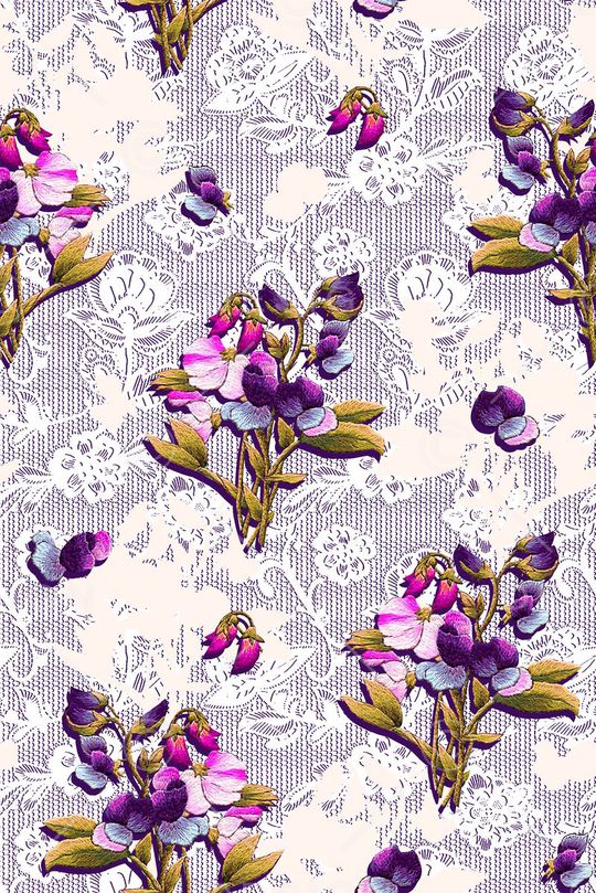 抽象手绘满版刺绣印花华亿平台图片