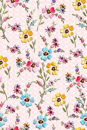 抽象手绘满版刺绣印花华亿平台图片