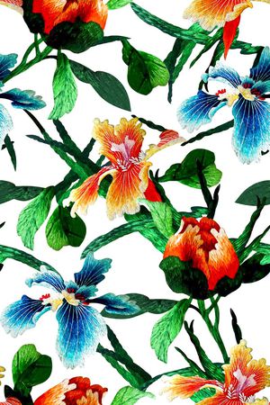 抽象手绘满版刺绣印花华亿平台图片