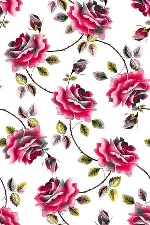 抽象手绘满版水彩花卉印花华亿平台图片