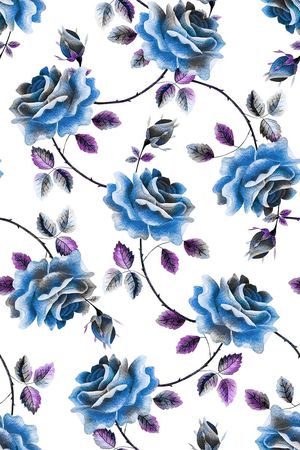 抽象手绘满版水彩花卉印花华亿平台图片