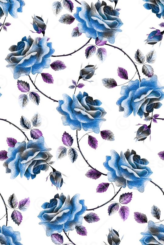 抽象手绘满版水彩花卉印花华亿平台图片