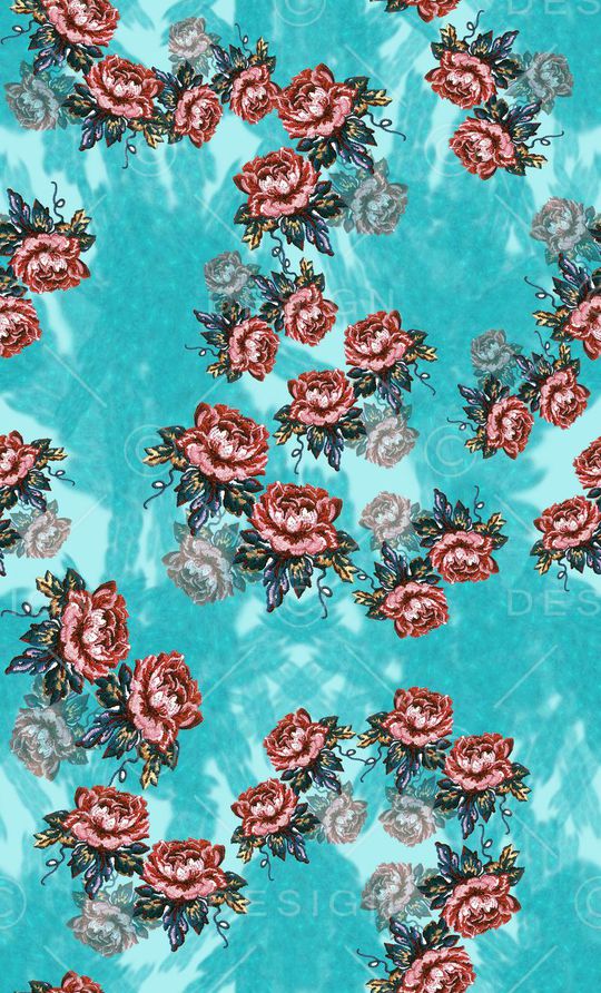 手绘水彩笔触印花华亿平台图片