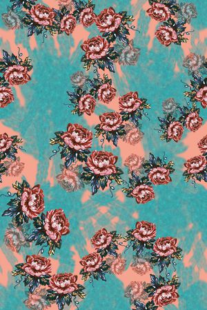 手绘水彩笔触印花华亿平台图片