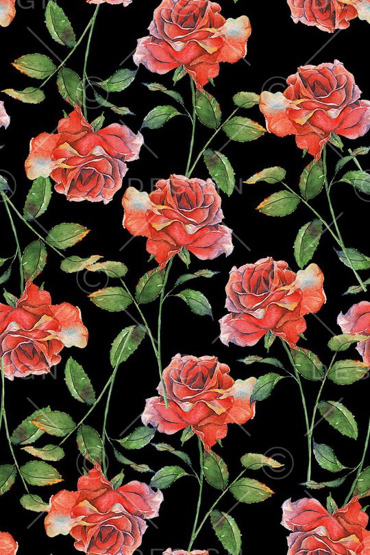 时尚潮流玫瑰花花卉数码印花印花华亿平台图片