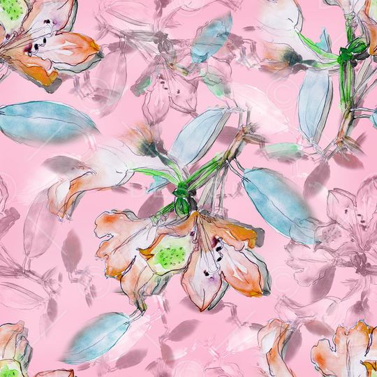 热带植物印花华亿平台图片