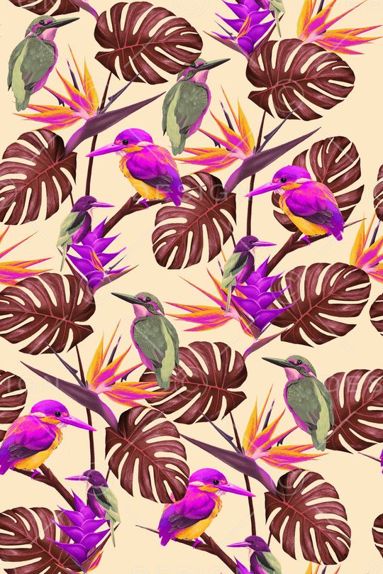 天堂鸟花印花华亿平台图片