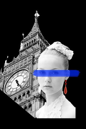 遮眼女孩建筑印花华亿平台图片