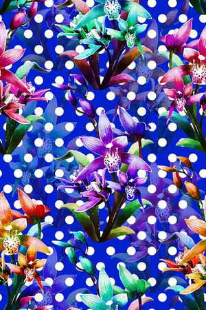 时尚水彩手绘彩色植物花卉数码印花印花华亿平台图片