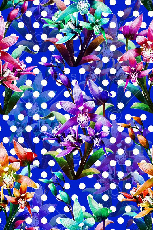 时尚水彩手绘彩色植物花卉数码印花印花华亿平台图片