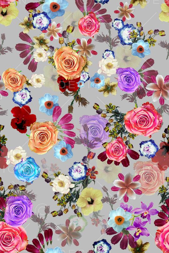 满版花卉印花华亿平台图片