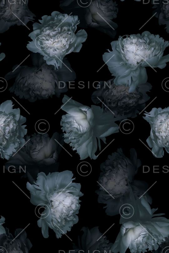 时尚潮流黑白玫瑰花数码印花印花华亿平台图片