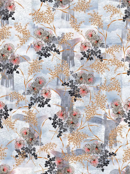 复古、彩绘、花朵印花华亿平台图片