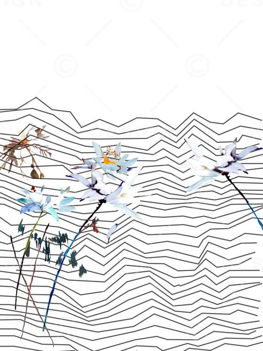 原创抽象几何线条水粉花印花华亿平台图片