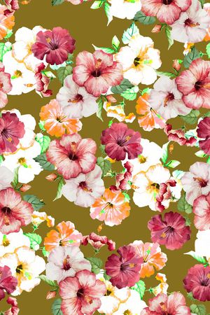 时尚抽象手绘喇叭花花卉数码印花印花华亿平台图片