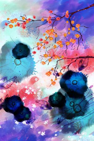 水墨印花华亿平台图片