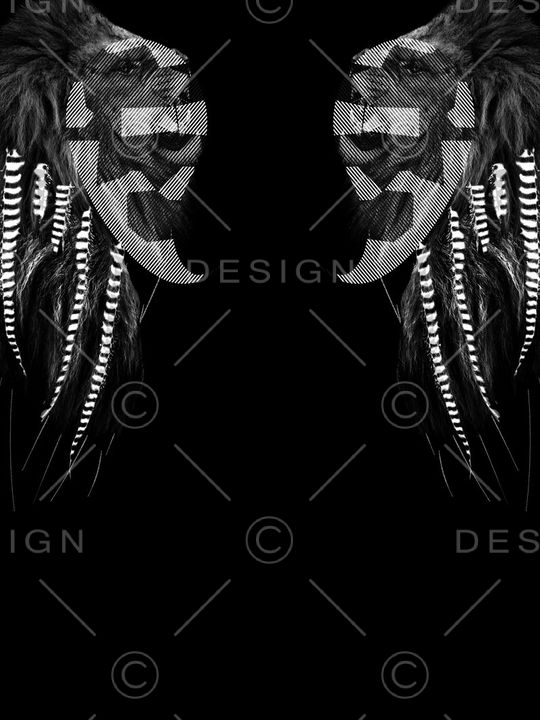 抽象潮牌定位狮子酋长男装花印花华亿平台图片