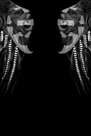 抽象潮牌定位狮子酋长男装花印花华亿平台图片