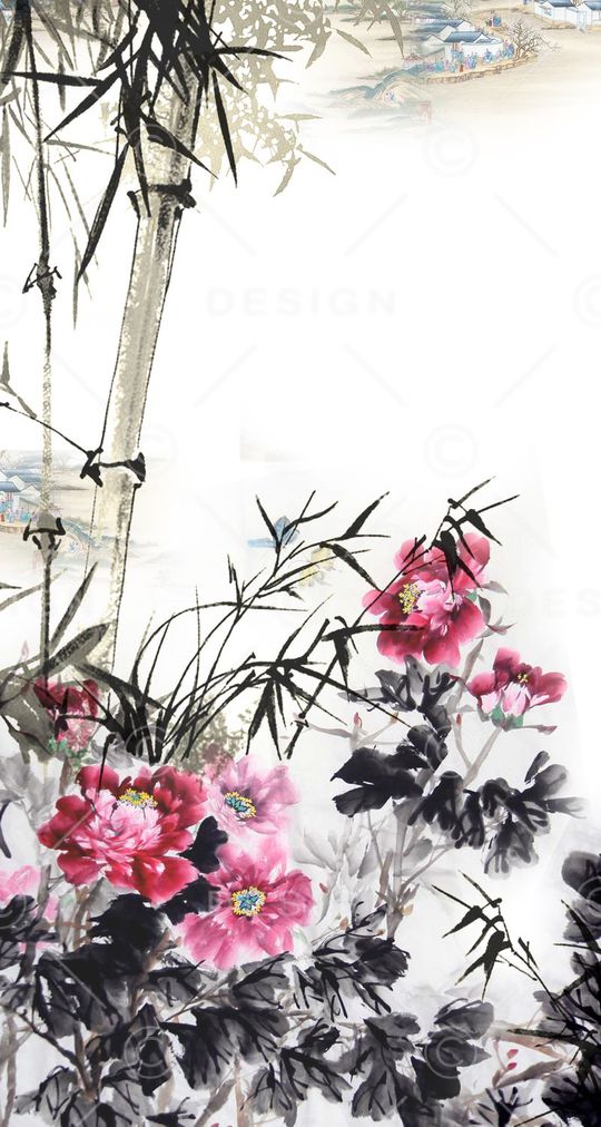 工笔画印花华亿平台图片