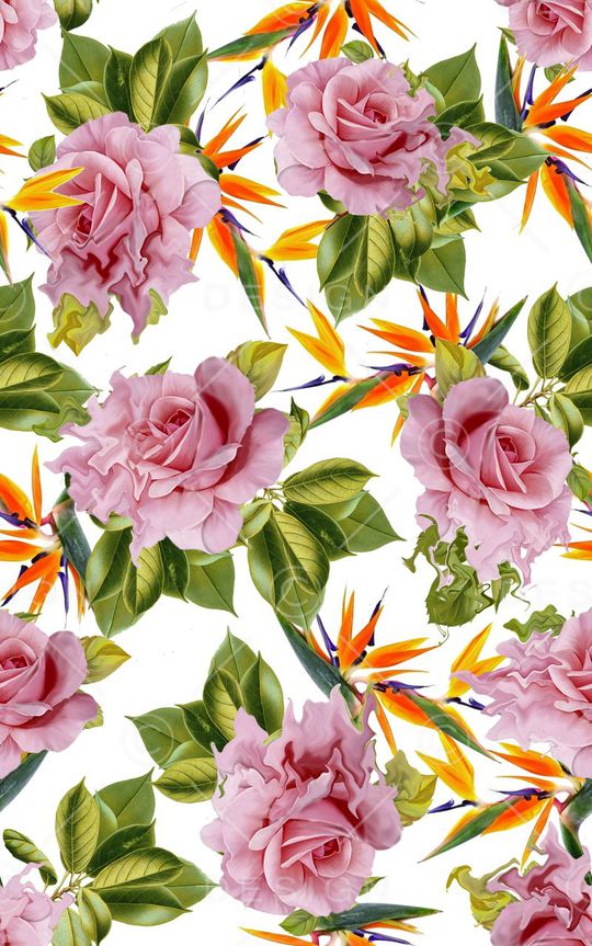 热带花卉印花华亿平台图片