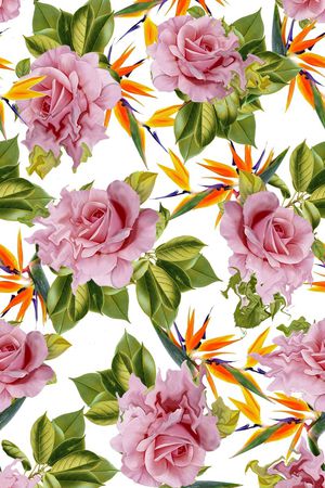 热带花卉印花华亿平台图片