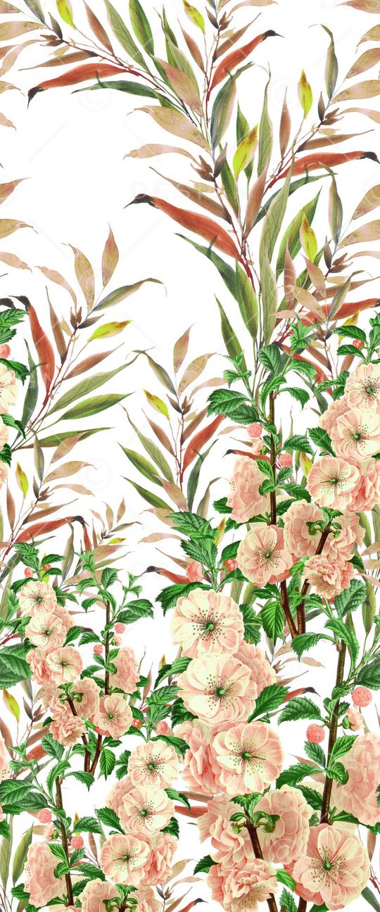 手绘花卉、手绘树叶、定位印花华亿平台图片