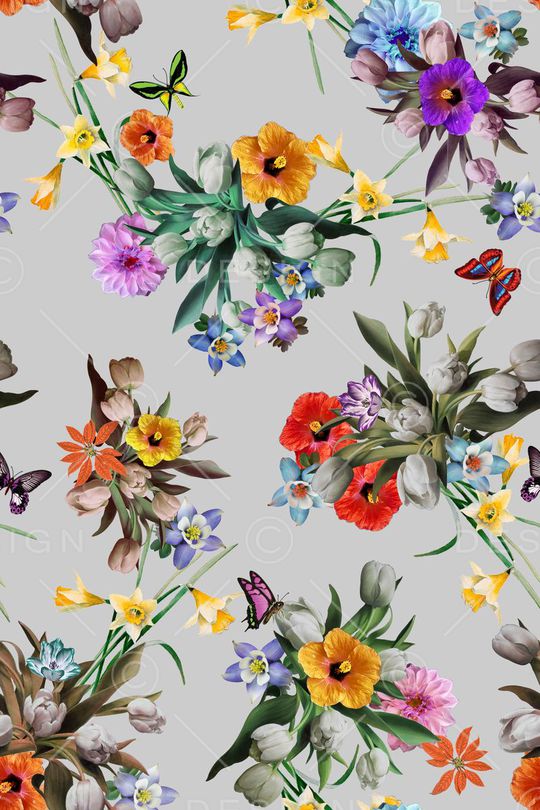 满版花卉印花华亿平台图片