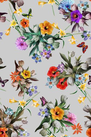 满版花卉印花华亿平台图片