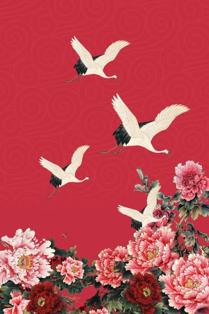 工笔画印花华亿平台图片