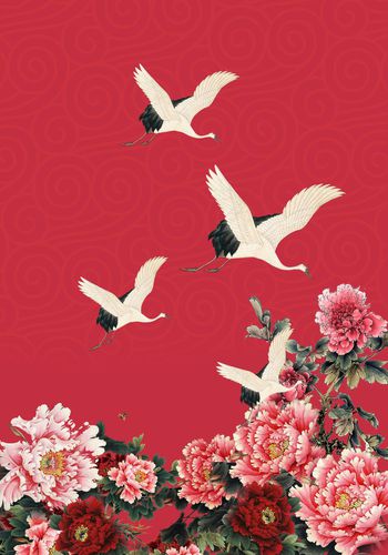 工笔画印花华亿平台图片