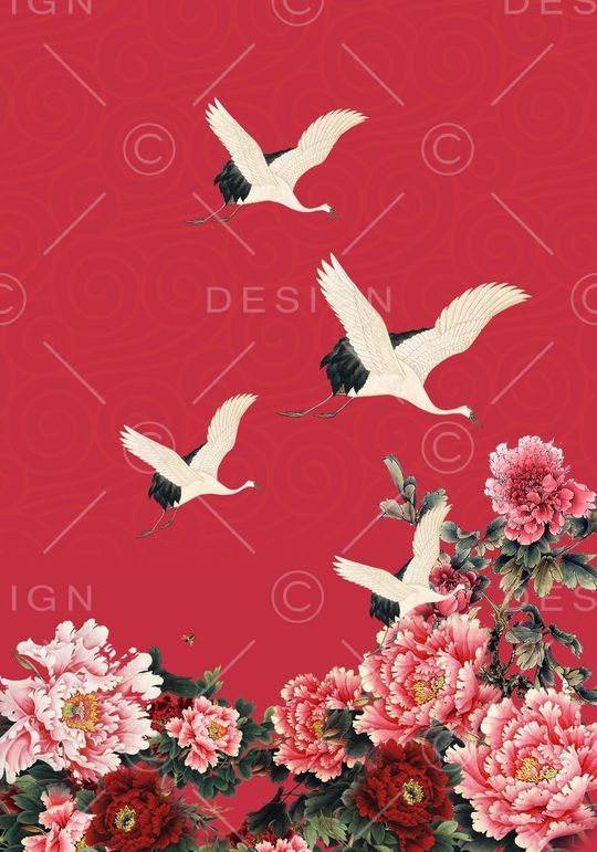 工笔画印花华亿平台图片