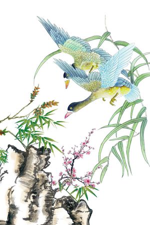 水墨竹子印花华亿平台图片