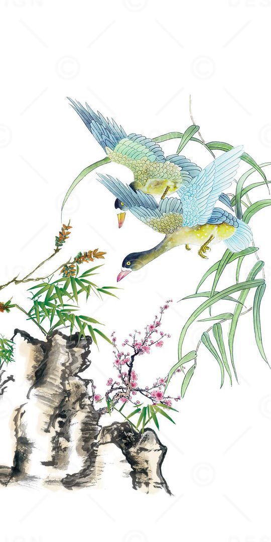 水墨竹子印花华亿平台图片