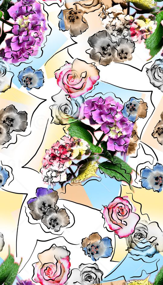 花卉、线条、几何色块印花华亿平台图片