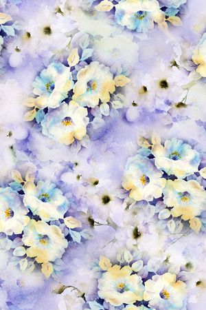 水彩花卉印花华亿平台图片