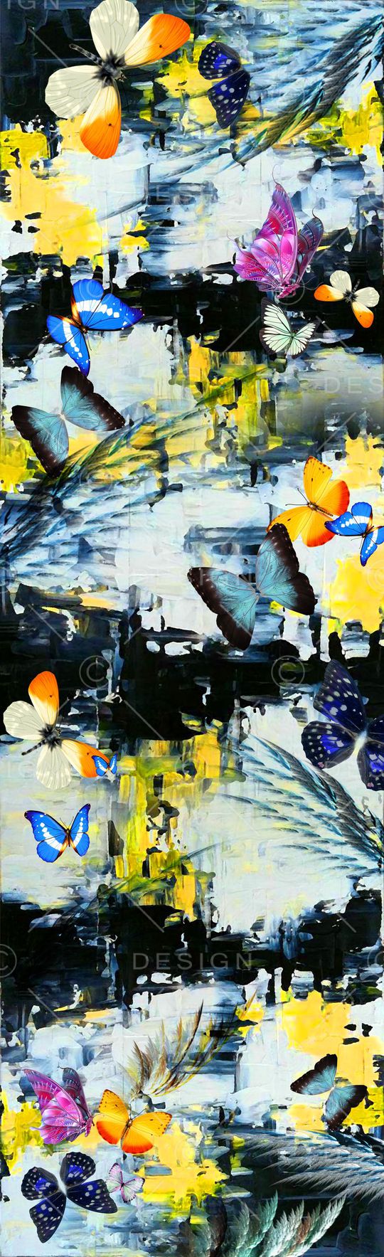 油画笔触长丝巾印花华亿平台图片