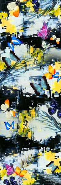 油画笔触长丝巾印花华亿平台图片