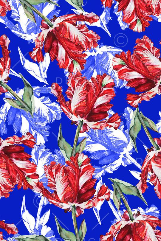 时尚手绘水彩花朵花卉数码印花印花华亿平台图片