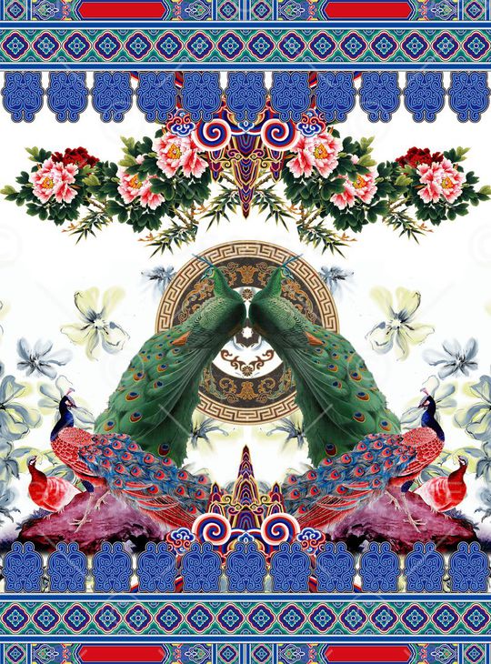 工笔画。女装印花华亿平台图片